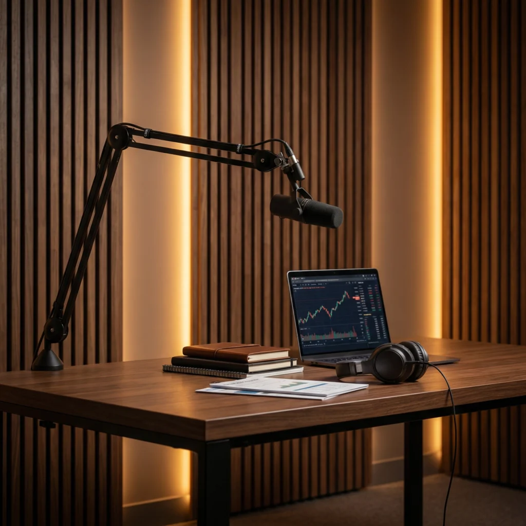 Modern Luxury Finance Podcast Studio Setup copy